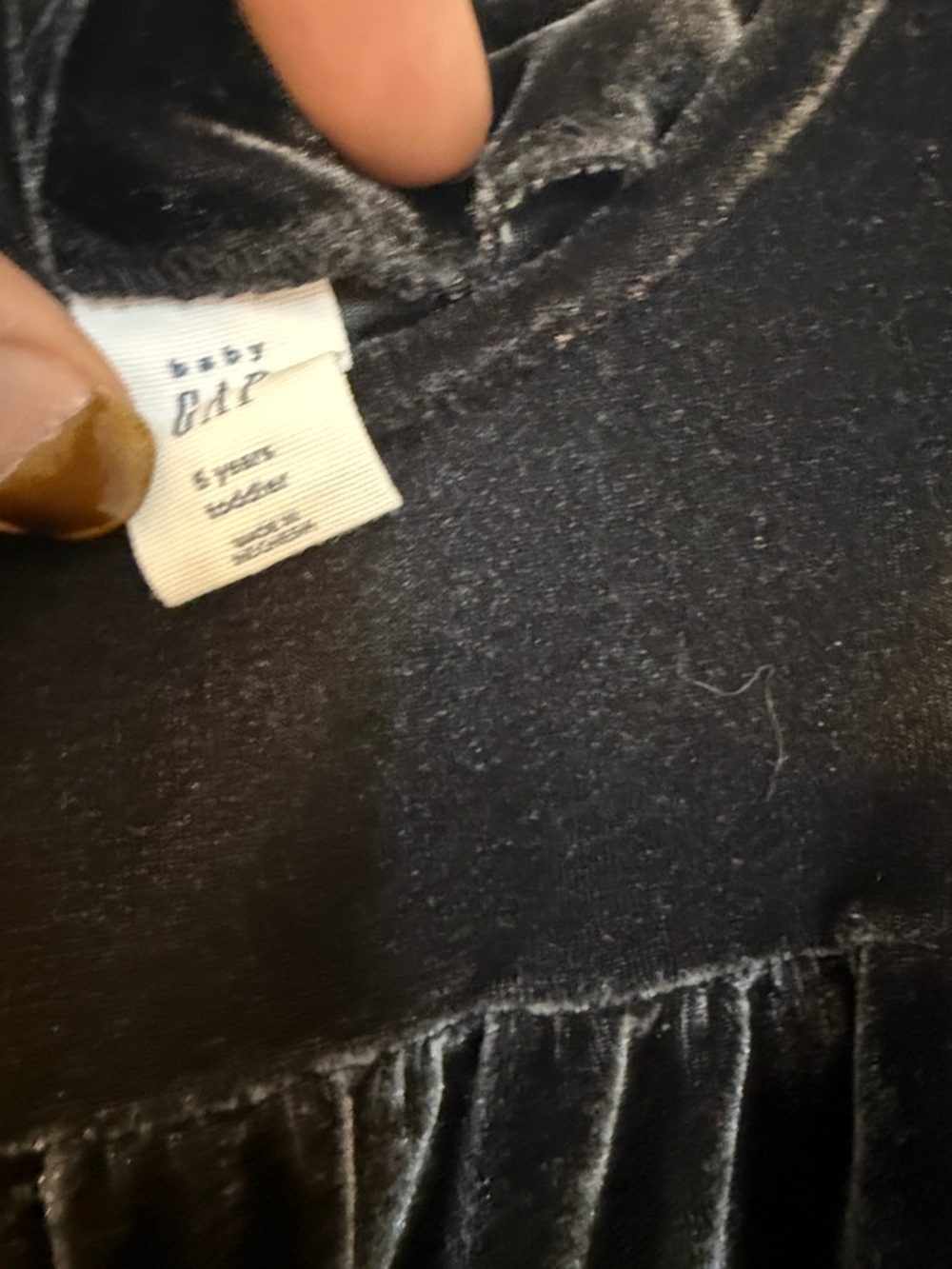 GAP Black Velvet Tiered Puff Sleeve Dress - Picture 2 of 3